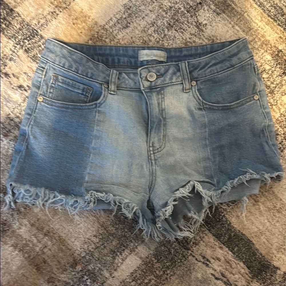 Altar'd State Blue Jean Shorts Distressed Frayed Hem